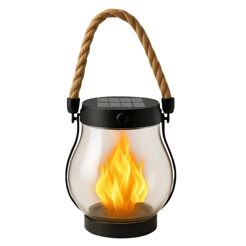 Solar Lanterns Outdoor Realistic Flickering Flame Lamp with Rope