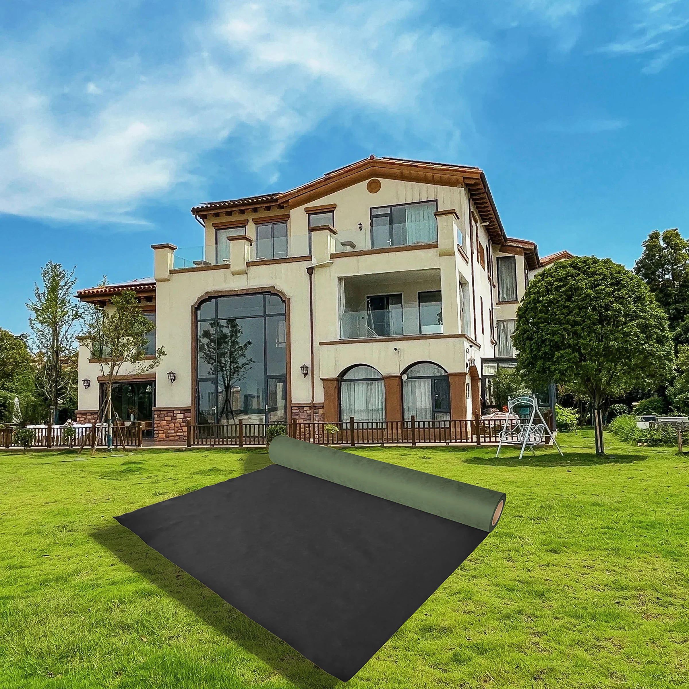 Heavy duty green black landscape grass proof cloth, ground cover,