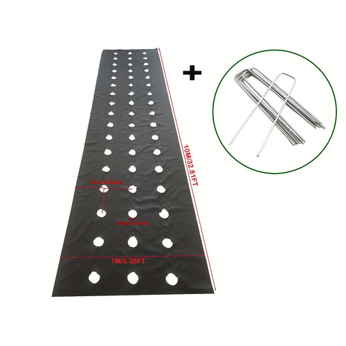 Open hole weed proof cloth -1x10 meters+10 U-shaped ground nails,