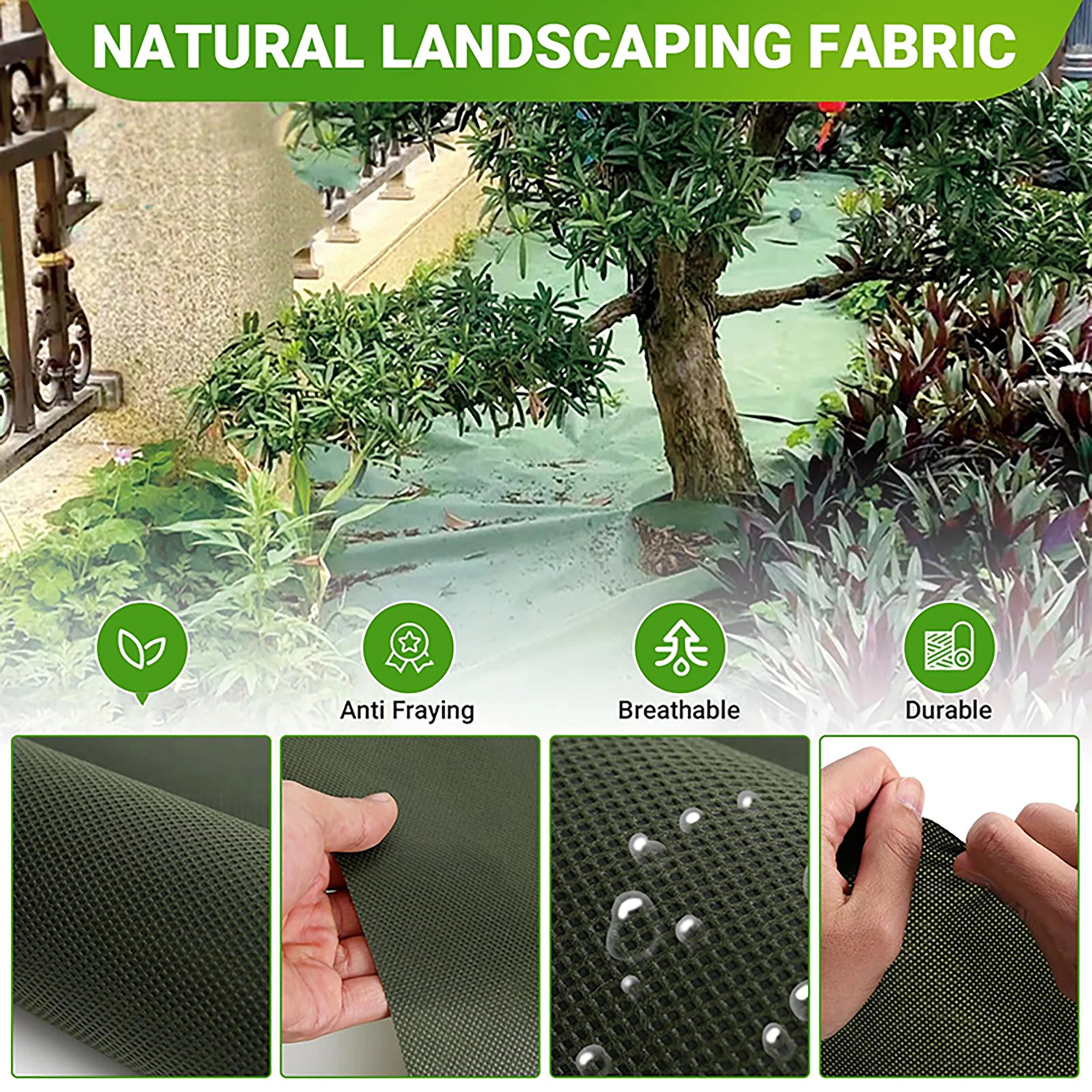 Heavy duty green black landscape grass proof cloth, ground cover,